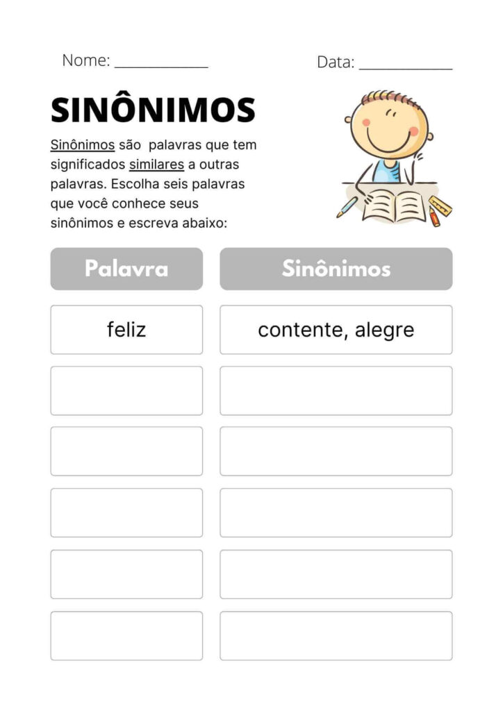 Atividade de Escrever Sinônimos