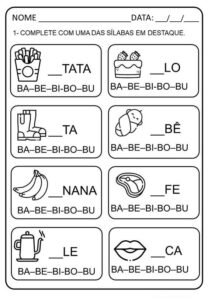 Atividades de Sílabas Simples para 1º e 2º Ano para Imprimir