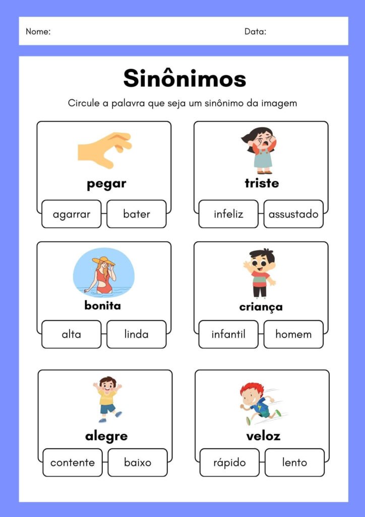 Atividade de Sinônimos com Imagens 1