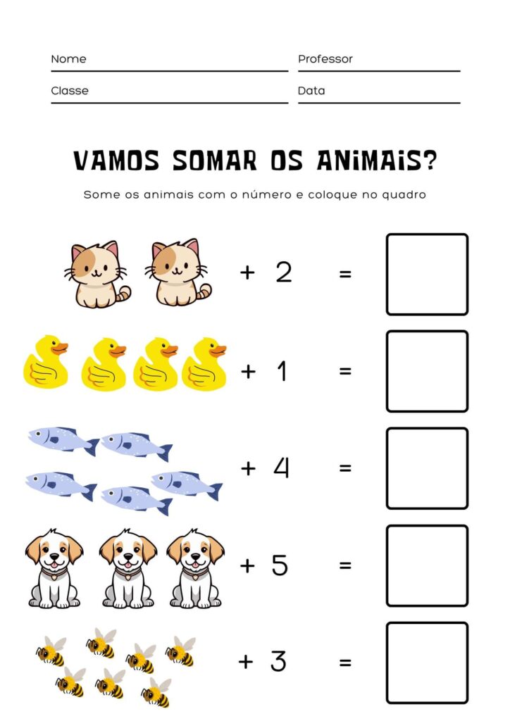 Atividade de Somar os Animais