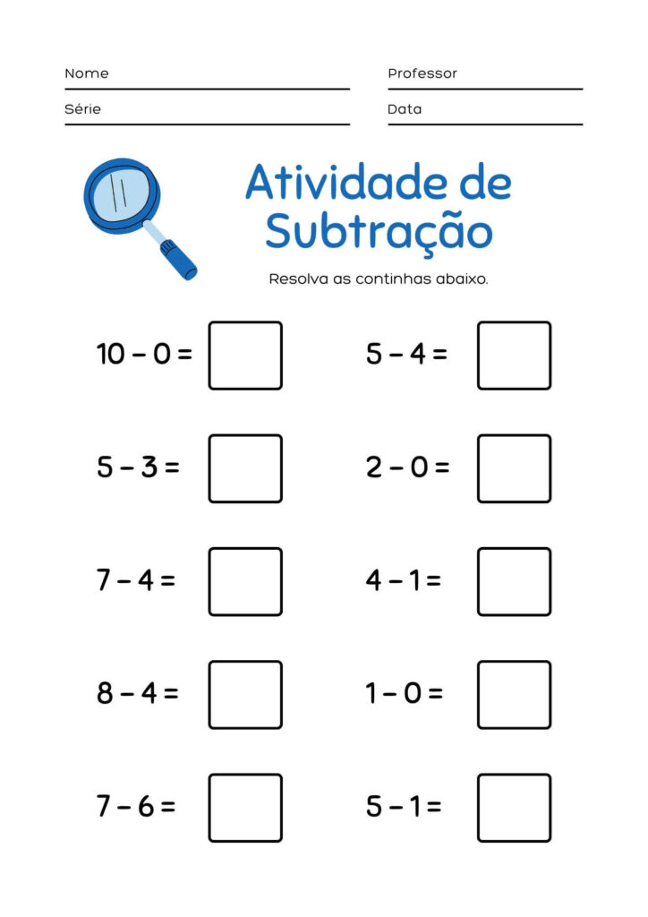 Atividade de Subtração Simples