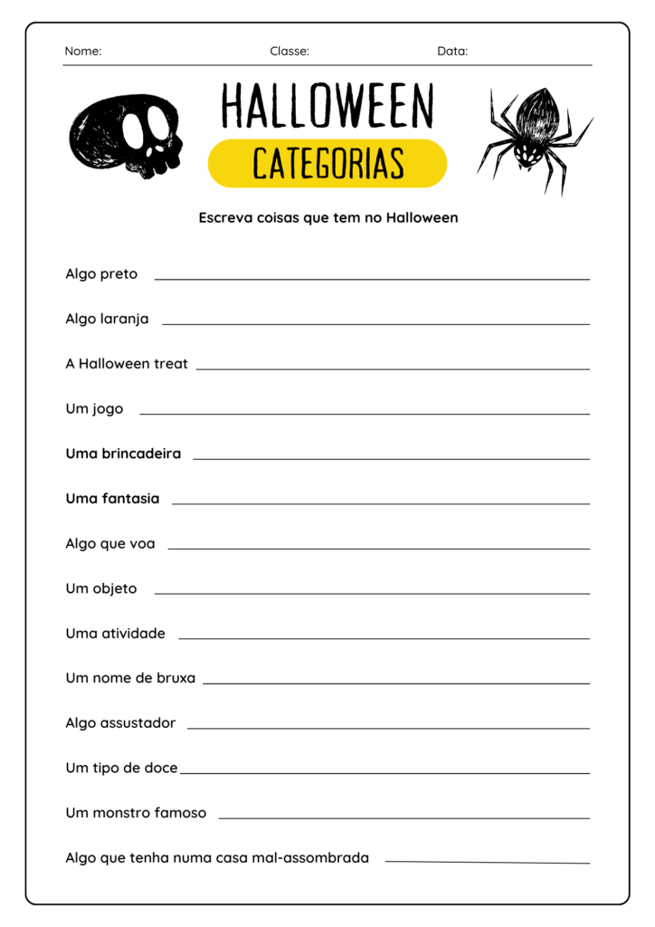 Atividade Sobre Coisas do Halloween