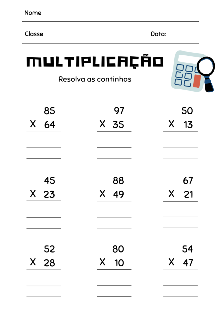 Atividade de Continhas de Multiplicação