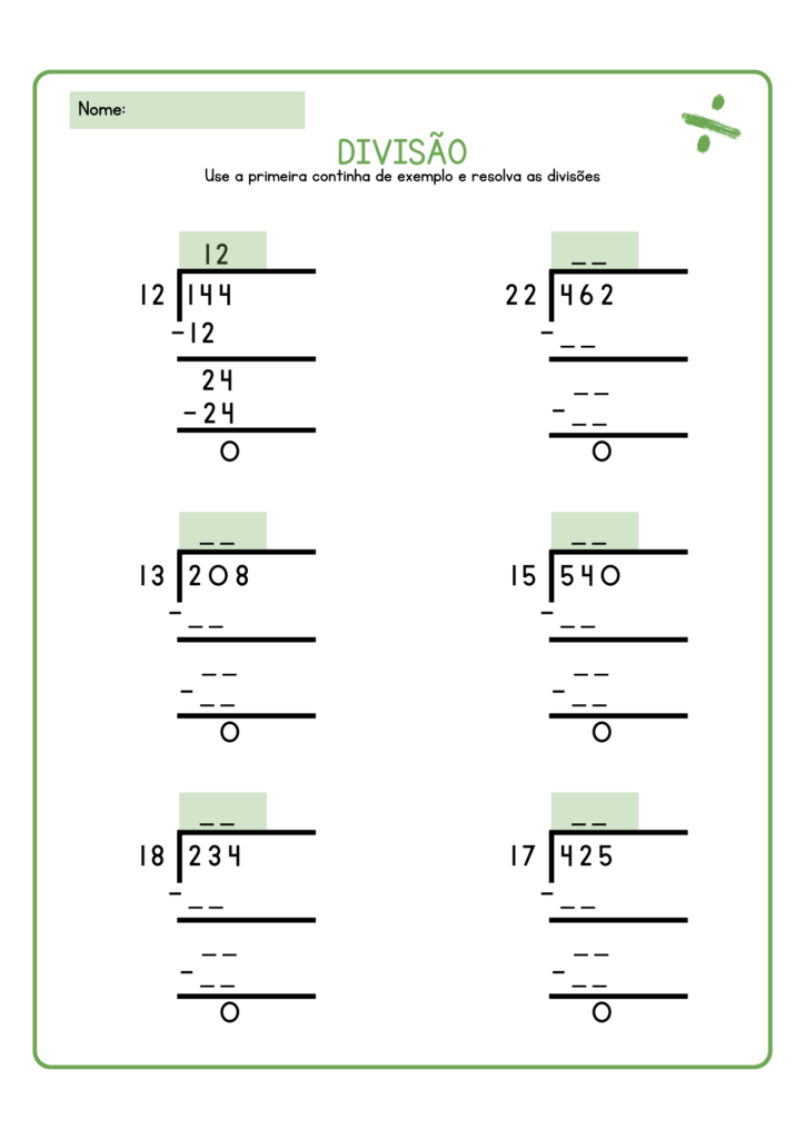 Atividade de Divisão com Continha I