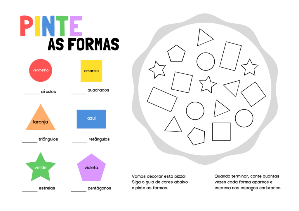 Atividade de Pintar e Contar as Formas Geométricas