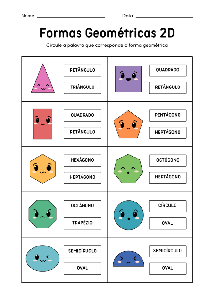 Atividade dos Nomes das Formas Geométricas