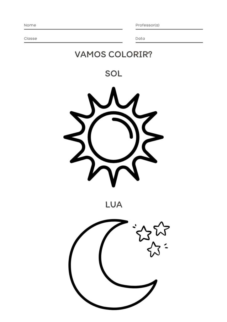 Atividade de Dia e Noite para 1º e 2º Ano para Imprimir