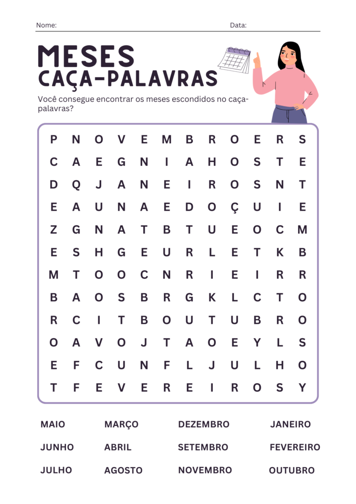 Caça-Palavras de Meses do Ano