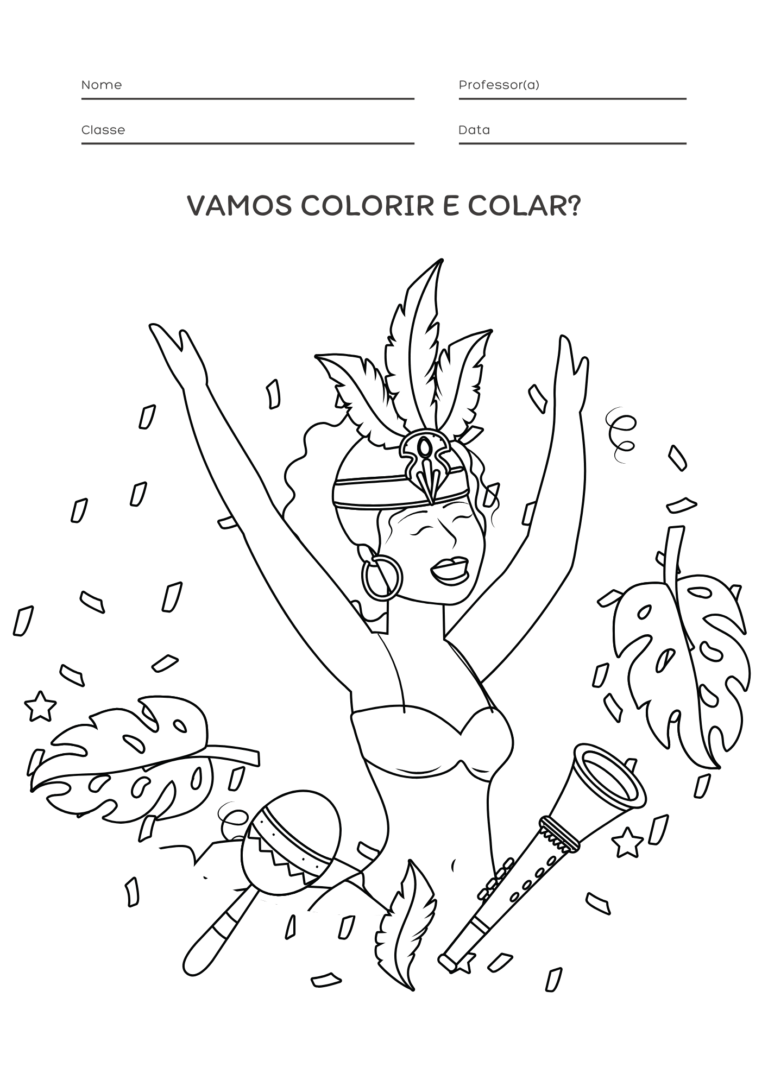 Atividades de Pintura e Colagem de Carnaval Educação Infantil