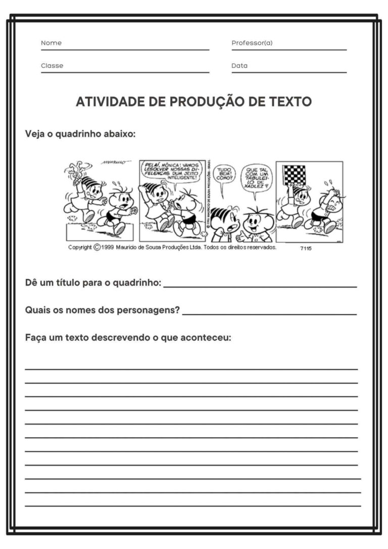 Atividade de Produção de Texto com Quadrinho