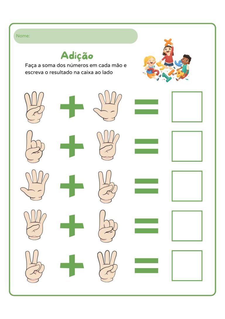 Atividade de Adição nos Dedos