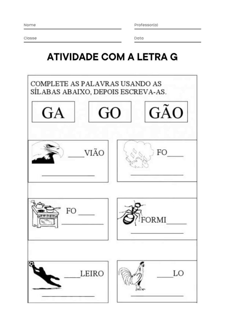 Atividade com GA GO GÃO