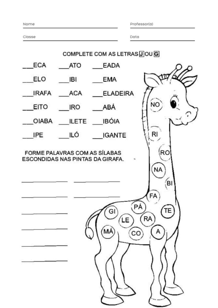 Atividade com J ou G