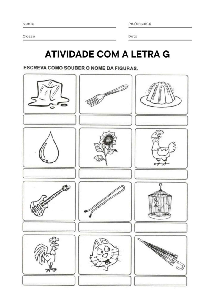 Atividade com a Letra G