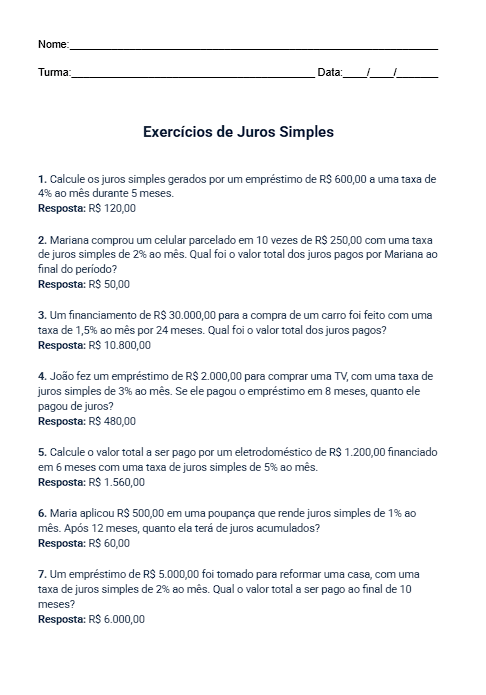 Atividade de Juros Simples