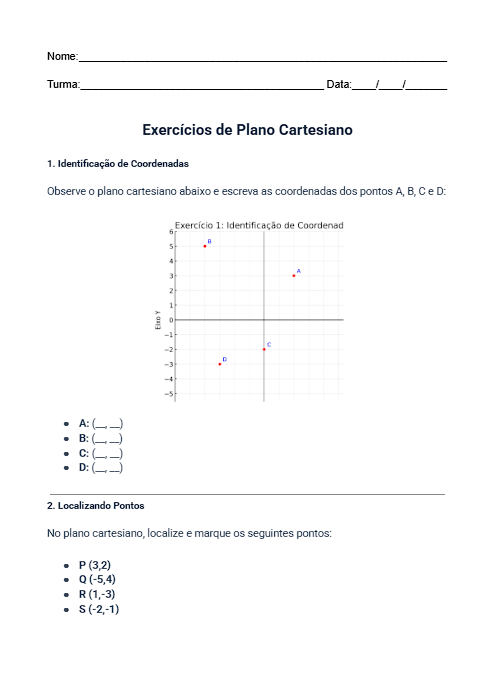 Atividade de Plano Cartesiano