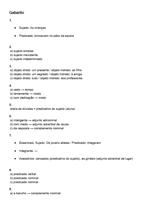 Exemplo de Gabarito