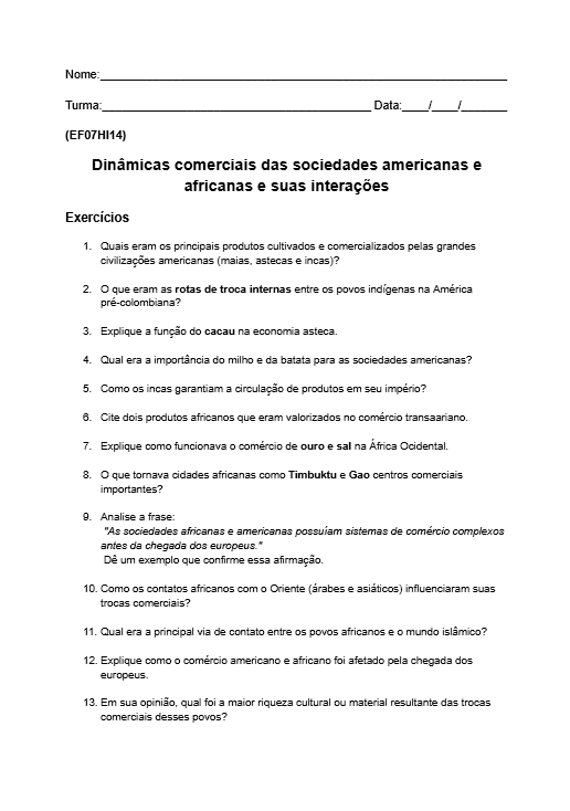 Atividade de Dinamicas Comerciais
