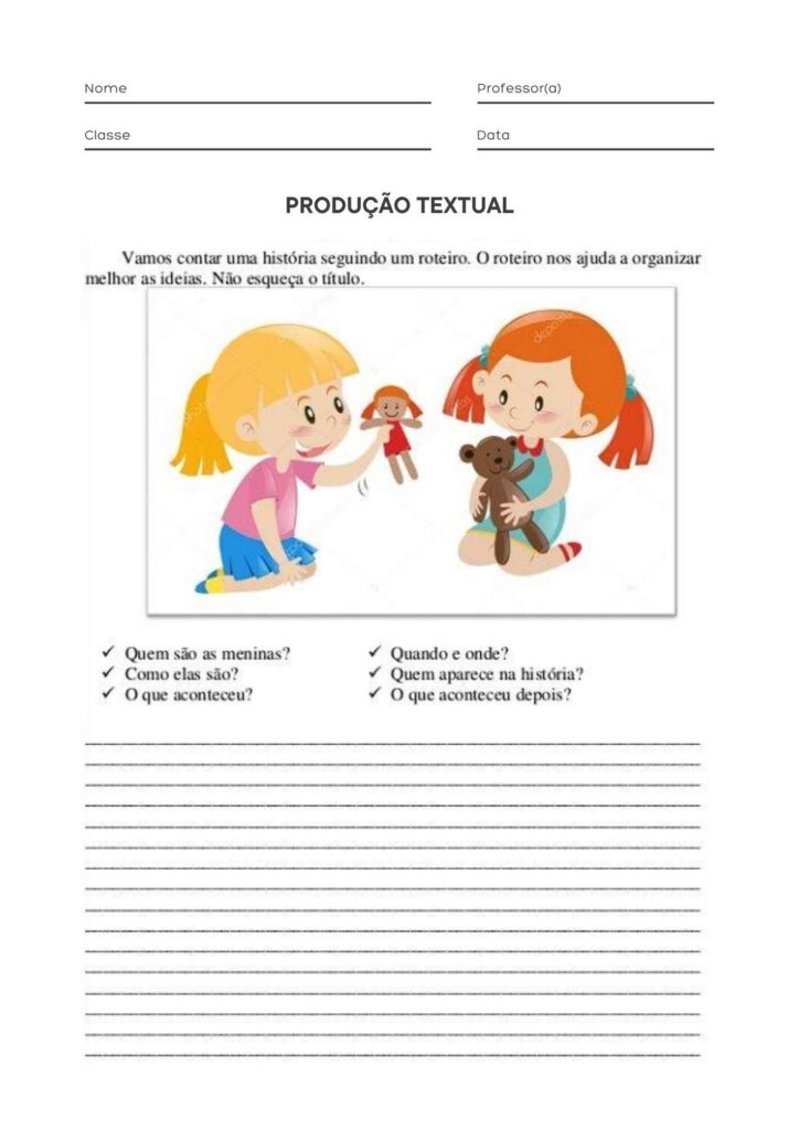 Atividade de Produção Textual para 3º ao 5º para Imprimir