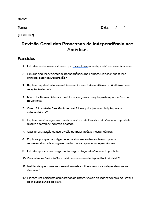 Atividade de Revisão Geral