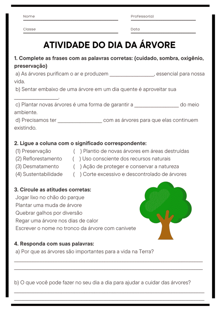 Atividades d Português para o Dia da Árvore