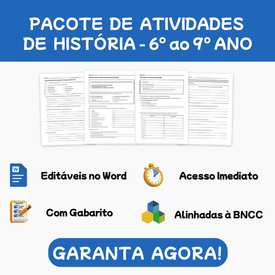 Banner Pacote de Atividades de História 6 ao 9 ano