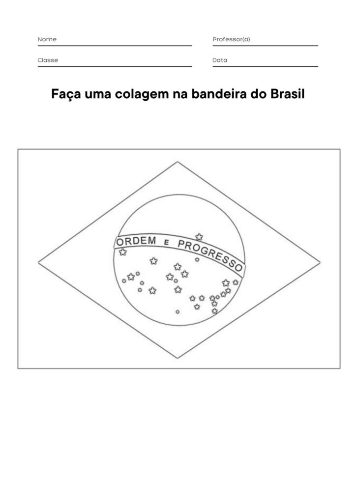 Atividade de Colagem na Bandeira do Brasil
