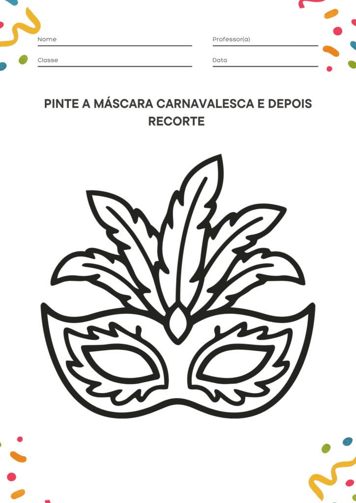 Atividade de Pintar a Máscara de Carnaval