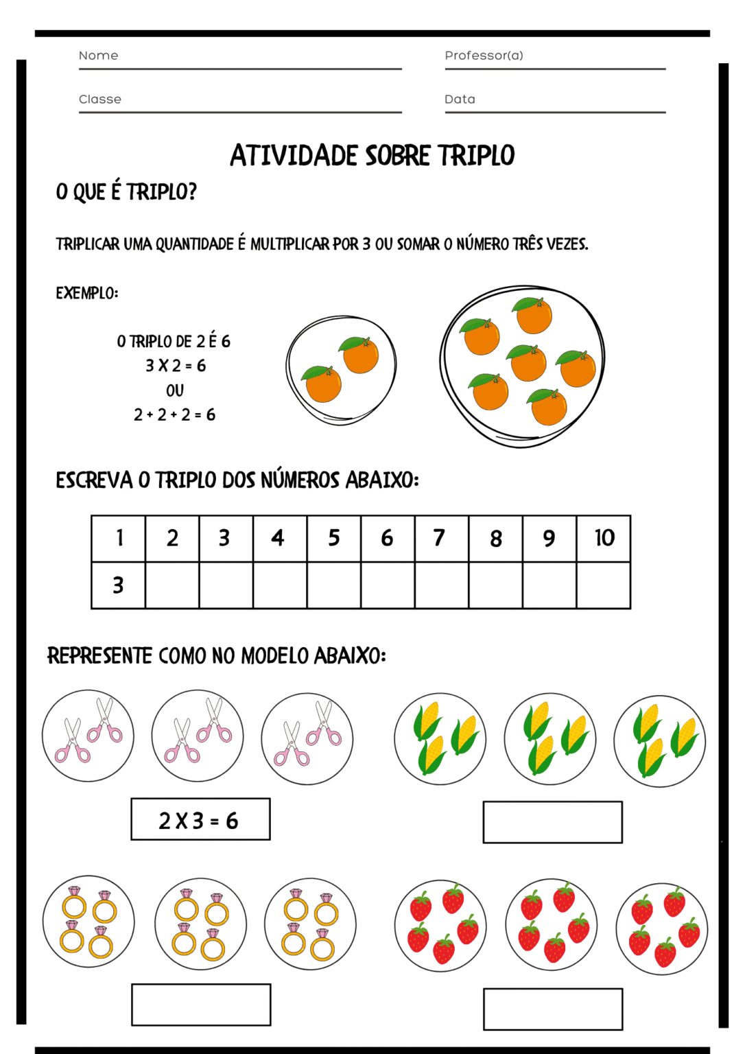 Atividade de Dobro e Triplo para 2º e 3º Ano