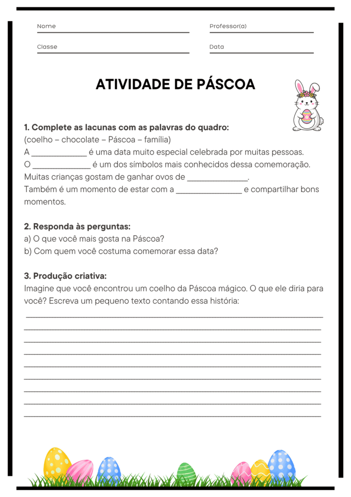2ª Atividade de Páscoa para 5º Ano para Imprimir