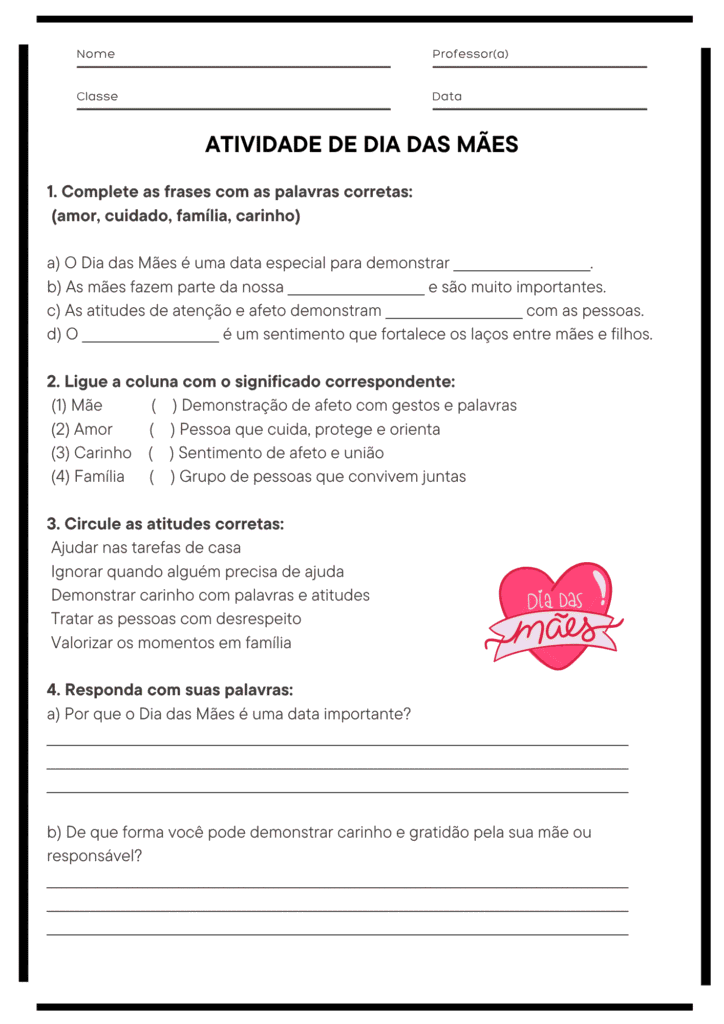 Atividade de Dia das Mães