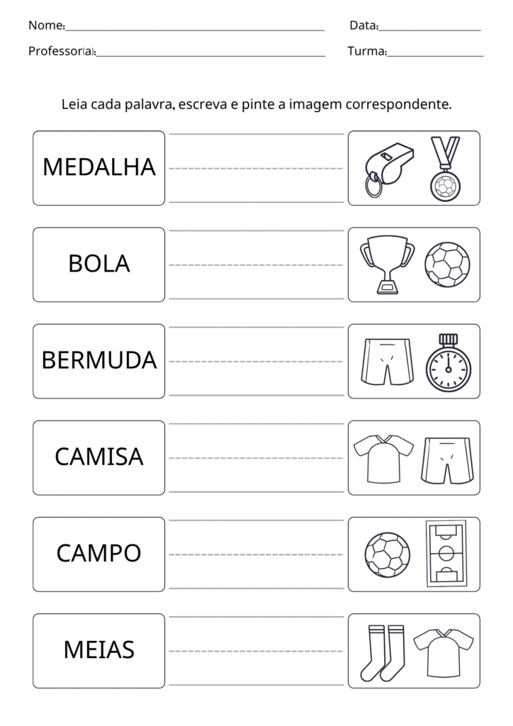 Atividade de Alfabetização com Tema Futebol