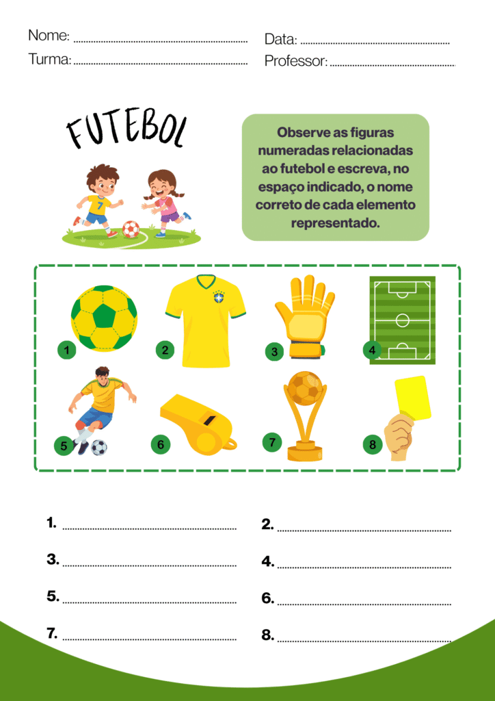 Atividade de Alfabetização sobre Futebol