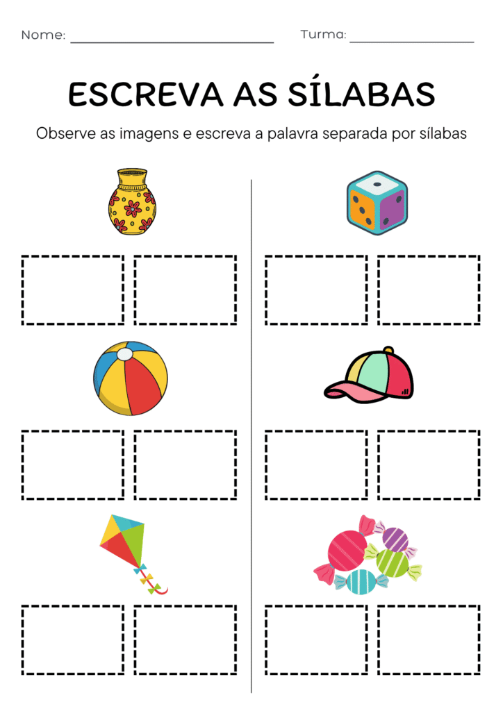 Atividade de Escrever as Sílabas com Tema Objetos