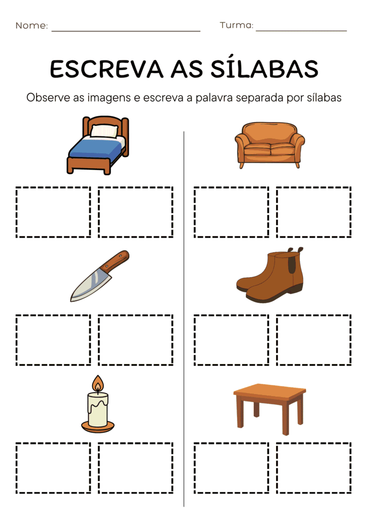 Atividade de Escrever as Sílabas com Tema Objetos II