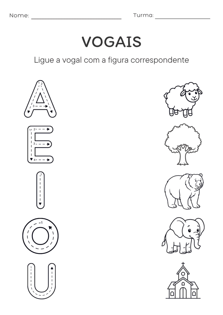 Atividade de Ligar as Vogais Iniciais