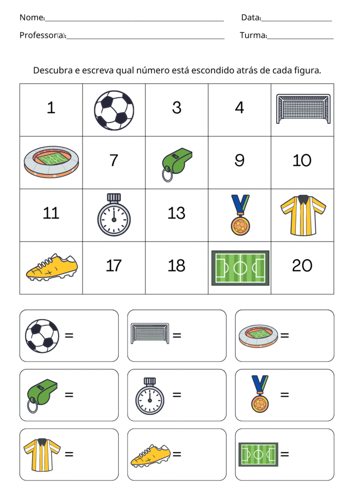 Atividade de Sequência Numérica com Tema Futebol