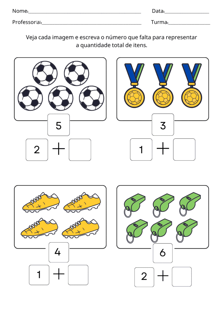 Atividade de Soma com tema Copa do Mundo
