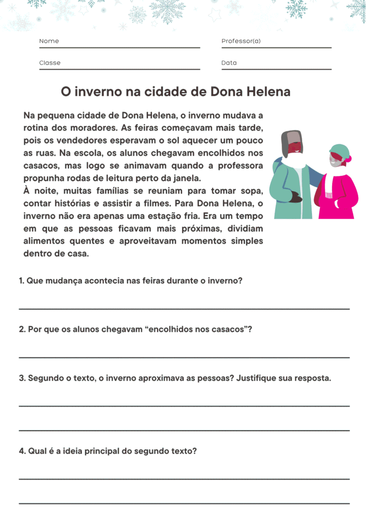 Interpretação de Texto - O inverno na cidade de Dona Helena