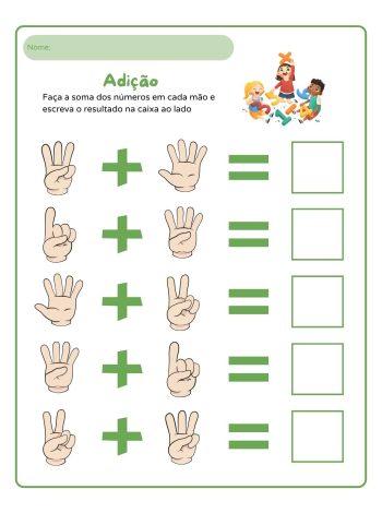 Atividade de Adição nos Dedos
