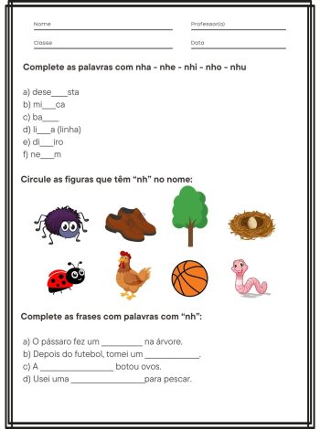 Atividade de Sílabas com NH