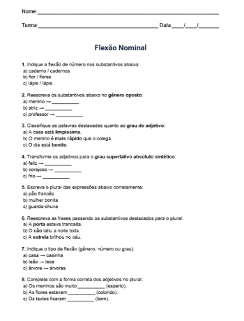 Atividade de Flexão Nominal