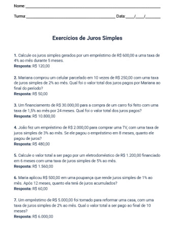 Atividade de Juros Simples