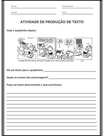 Atividade de Produção de Texto com Quadrinho
