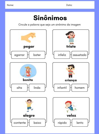 Atividade de Sinônimos com Imagens 1