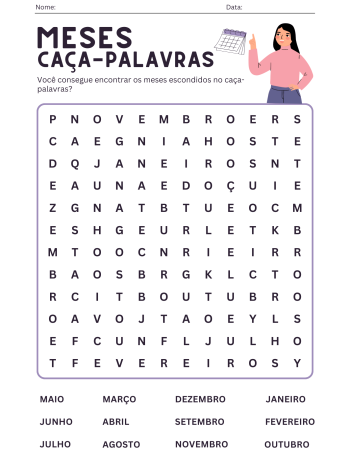 Caça-Palavras de Meses do Ano