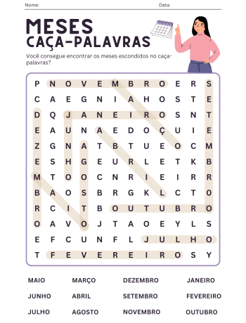 Respostas do Caça-Palavras de Meses do Ano